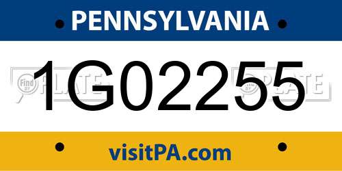 1G02255 Pennsylvania License Plate