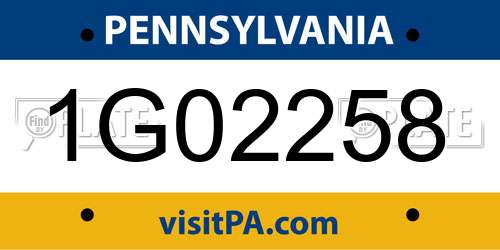 1G02258 Pennsylvania License Plate
