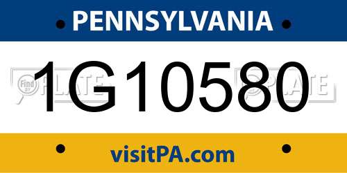 1G10580 Pennsylvania License Plate