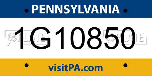 1G10850 Pennsylvania License Plate