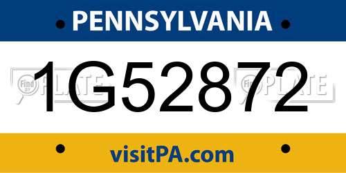 1G52872 Pennsylvania License Plate