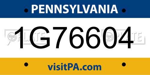 1G76604 Pennsylvania License Plate