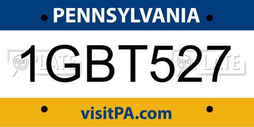 1GBT527 Pennsylvania License Plate