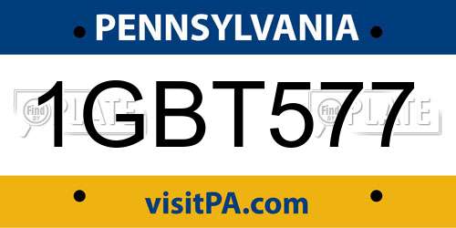 1GBT577 Pennsylvania License Plate