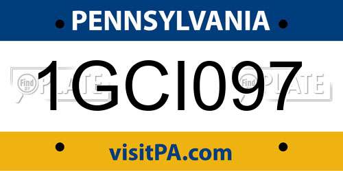 1GCI097 Pennsylvania License Plate