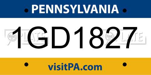 1GD1827 Pennsylvania License Plate