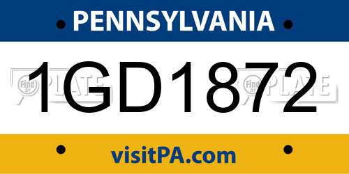 1GD1872 Pennsylvania License Plate