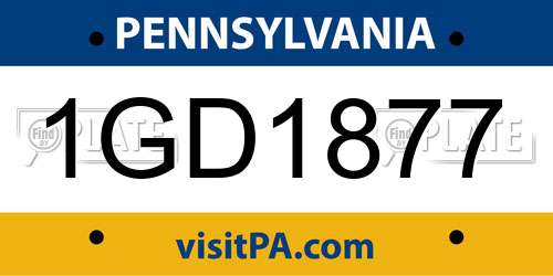 1GD1877 Pennsylvania License Plate