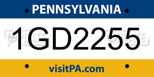 1GD2255 Pennsylvania License Plate