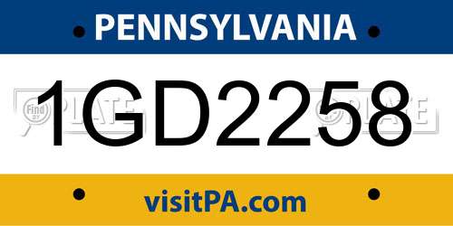 1GD2258 Pennsylvania License Plate