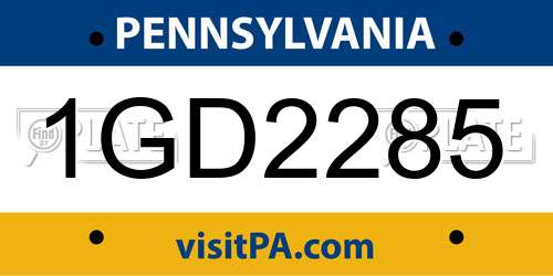 1GD2285 Pennsylvania License Plate