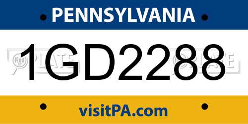 1GD2288 Pennsylvania License Plate