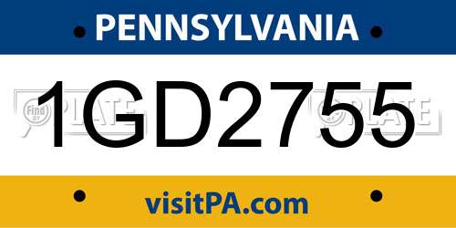 1GD2755 Pennsylvania License Plate