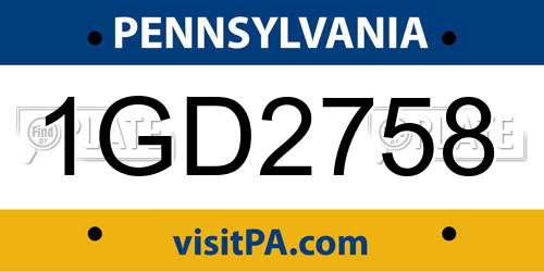 1GD2758 Pennsylvania License Plate