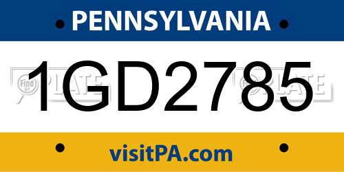 1GD2785 Pennsylvania License Plate