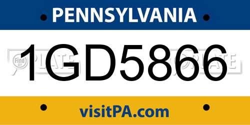 1GD5866 Pennsylvania License Plate