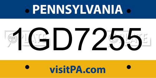 1GD7255 Pennsylvania License Plate