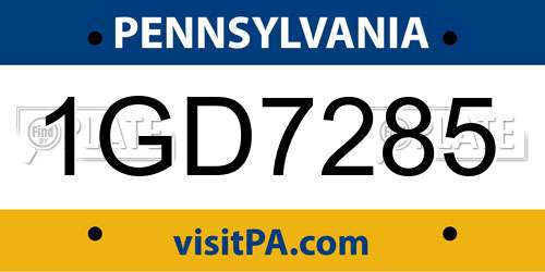 1GD7285 Pennsylvania License Plate