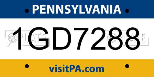 1GD7288 Pennsylvania License Plate