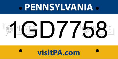 1GD7758 Pennsylvania License Plate