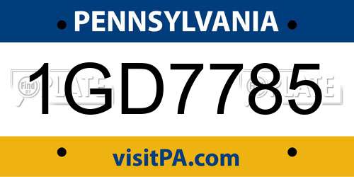 1GD7785 Pennsylvania License Plate