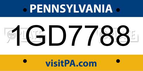 1GD7788 Pennsylvania License Plate