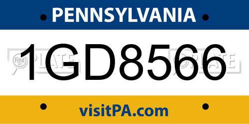 1GD8566 Pennsylvania License Plate