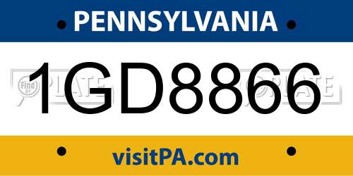 1GD8866 Pennsylvania License Plate