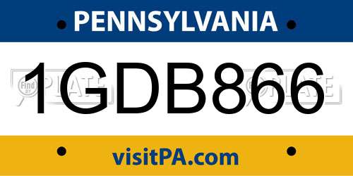 1GDB866 Pennsylvania License Plate