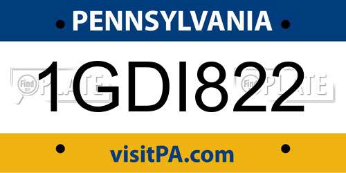 1GDI822 Pennsylvania License Plate