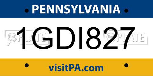 1GDI827 Pennsylvania License Plate