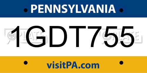 1GDT755 Pennsylvania License Plate