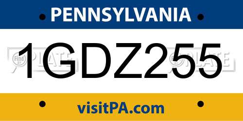 1GDZ255 Pennsylvania License Plate