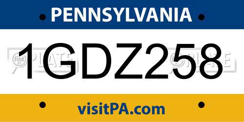 1GDZ258 Pennsylvania License Plate