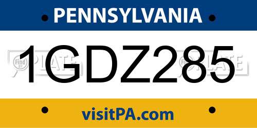1GDZ285 Pennsylvania License Plate
