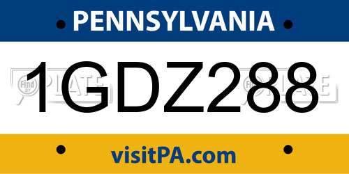 1GDZ288 Pennsylvania License Plate