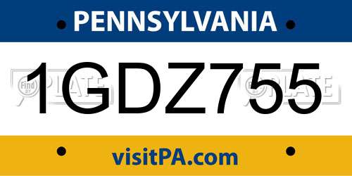 1GDZ755 Pennsylvania License Plate