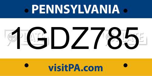 1GDZ785 Pennsylvania License Plate