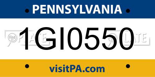 1GI0550 Pennsylvania License Plate