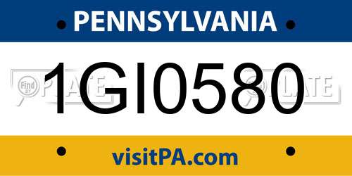 1GI0580 Pennsylvania License Plate