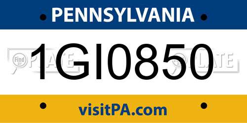 1GI0850 Pennsylvania License Plate