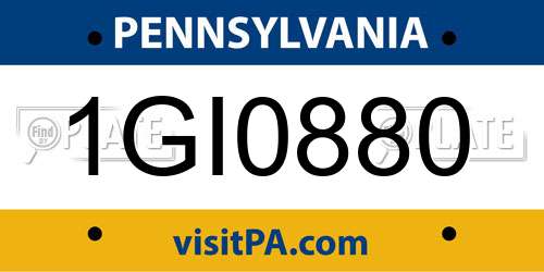 1GI0880 Pennsylvania License Plate