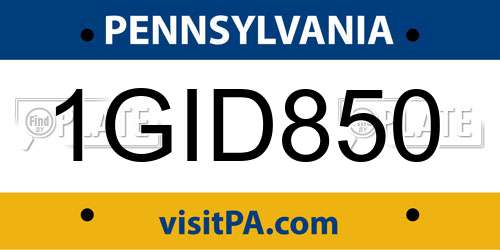 1GID850 Pennsylvania License Plate
