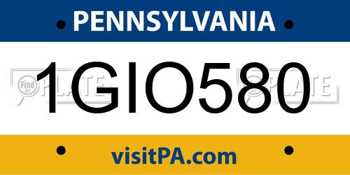 1GIO580 Pennsylvania License Plate