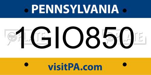 1GIO850 Pennsylvania License Plate
