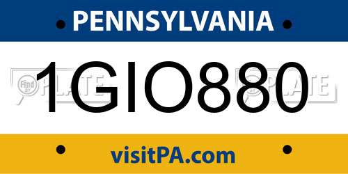 1GIO880 Pennsylvania License Plate