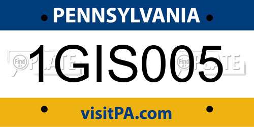 1GIS005 Pennsylvania License Plate
