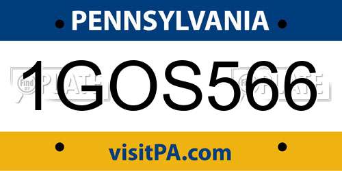 1GOS566 Pennsylvania License Plate
