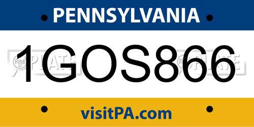 1GOS866 Pennsylvania License Plate