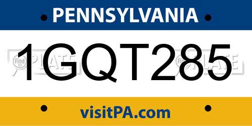 1GQT285 Pennsylvania License Plate